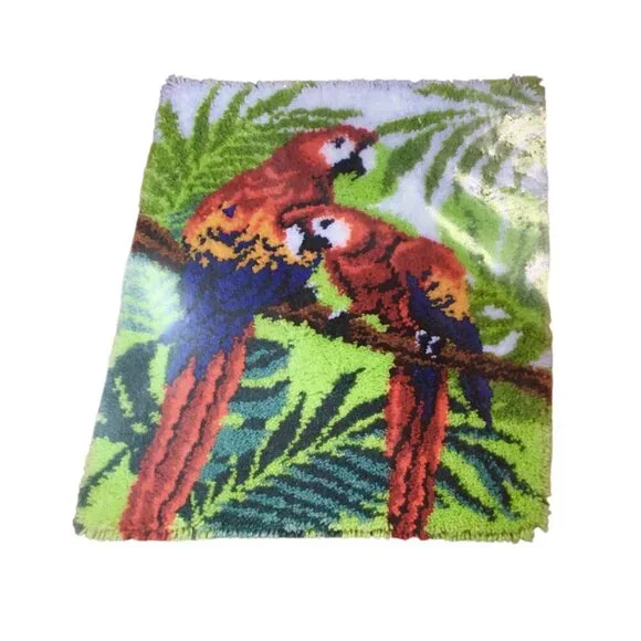 Parrots in the Jungle Parrot Latch Hook Kit NIP Vervaco Wall Hanging Rug 0194227